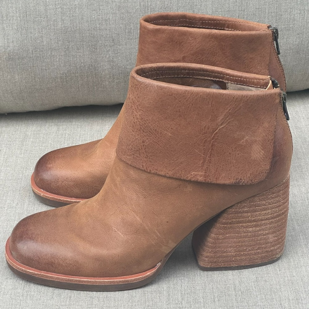 RARE Kork Ease SERI Bootie Womens 40 size 9.5 Leather 3.5" Heel Ankle Boots Cuff